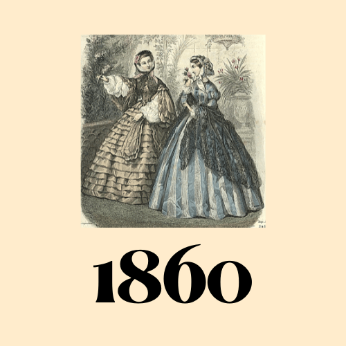 Rycina z modą 1860 roku