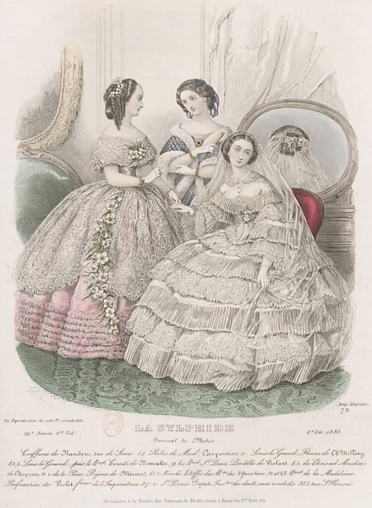 1858 moda ze stycznia - panna młoda i suknia ślubna, wedding dress