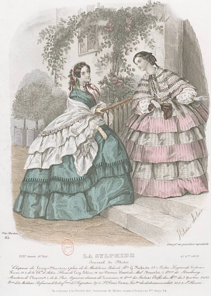 1858 letnie suknie na krynolinie