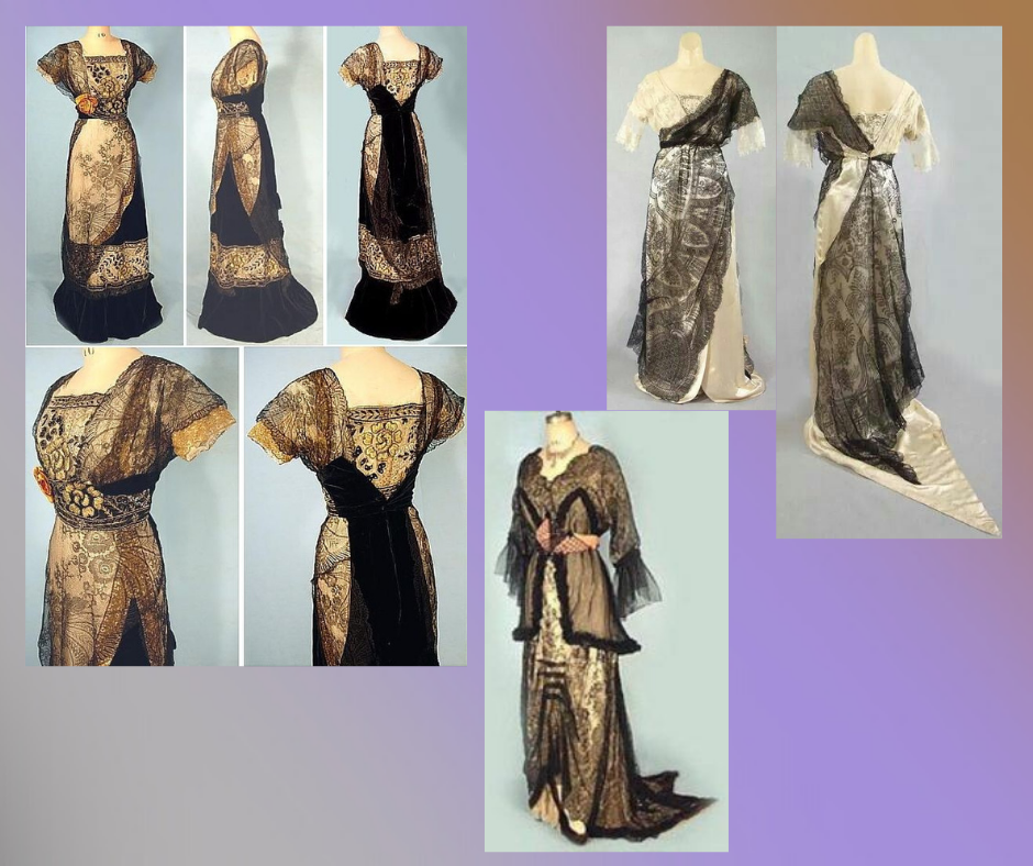 suknie edwardiańskie z koronki Chantilly