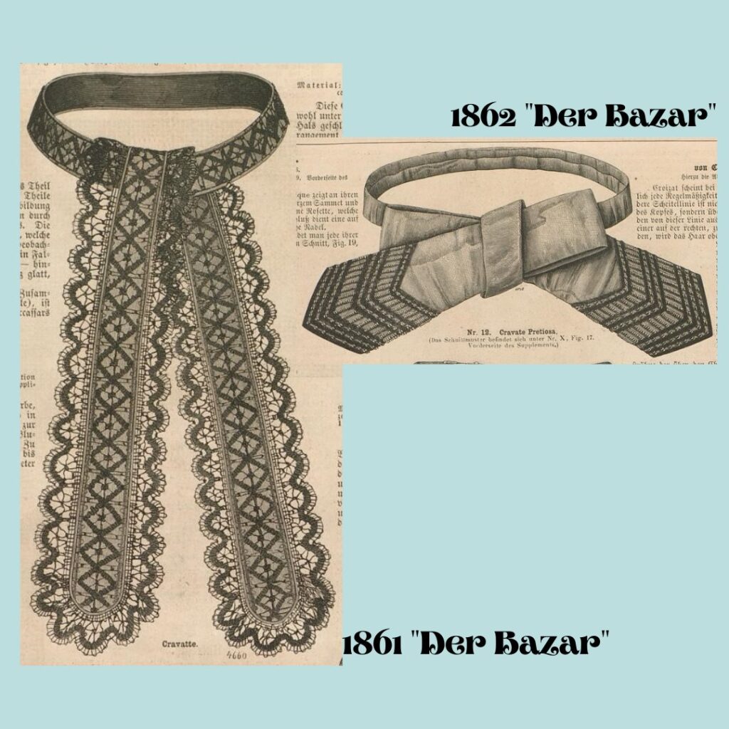 Modne krawatki ozdobne lata 1860.